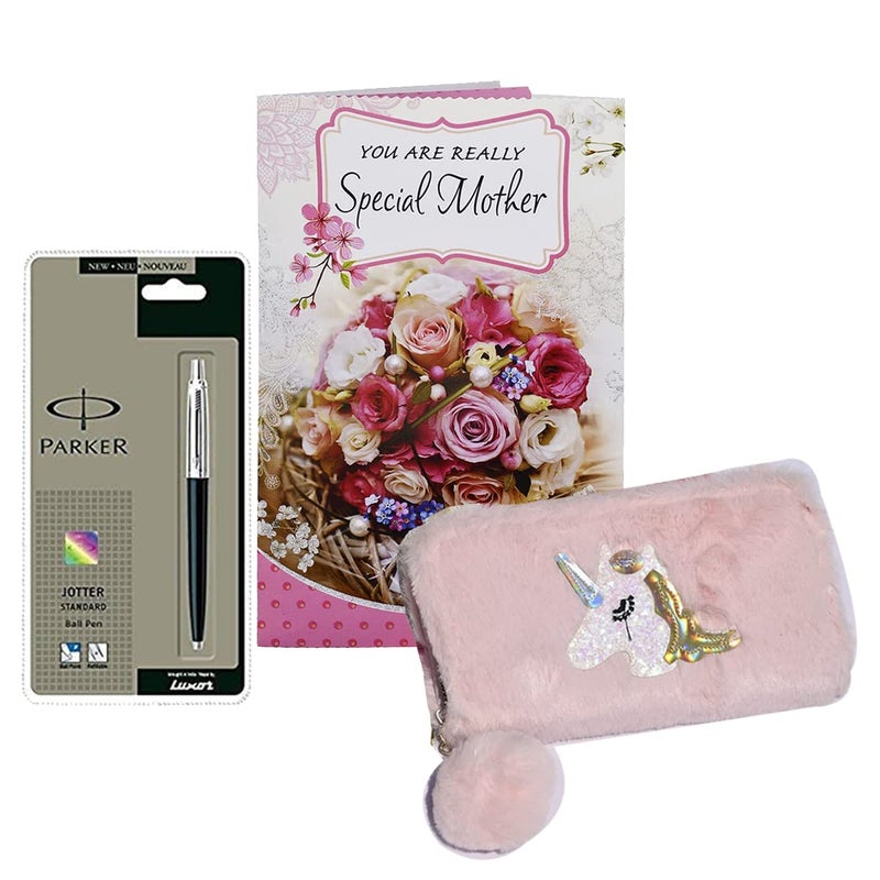 Natali Traders Natali Traders Gift Hamper for Mother Greeting Card with Pen Hand ClutchWomens Wallet Birthday Gift for Maa Grandmaa 