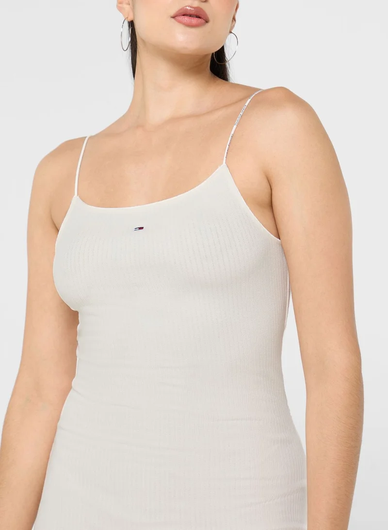 TOMMY JEANS Strappy Ribbed Knitted Dress