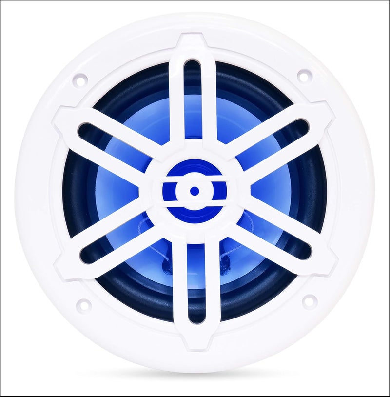 BELVA BMRGBWH 500W Peak (250W RMS) 6.5" 2-Way White Coaxial Marine Speakers with Multi-Color LED Lighting for Boats/ATV/UTV/SxS/Powersport - Image 2
