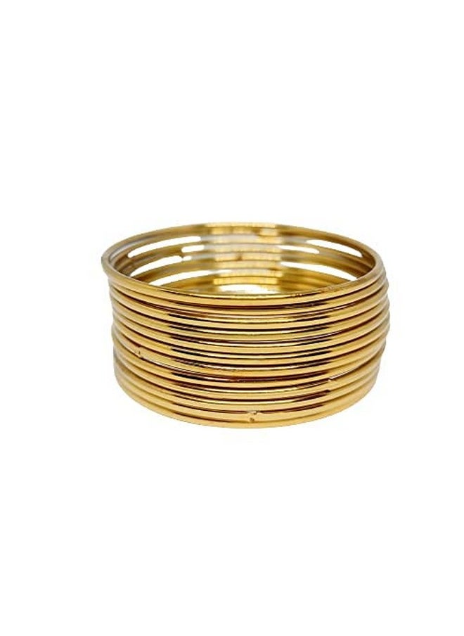I Jewels I Jewels 18K Gold Plated Traditional Plain Bangle Set For Women (ADB158FL-c) (Set of 24 Bangles)  - Image 1