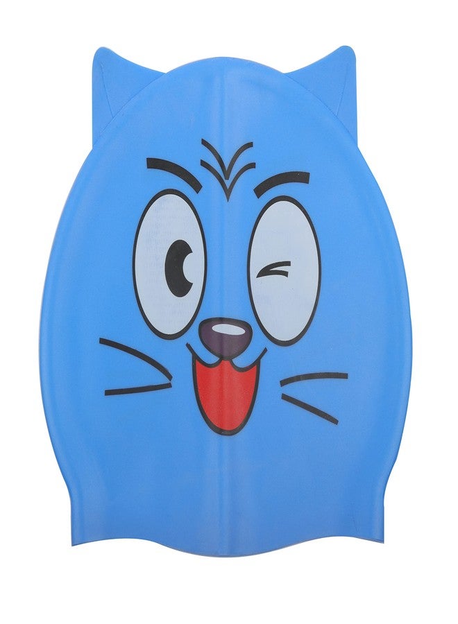 Yellow Bee Cat Silicone Swimming Cap for Kids, One Size, Blue - Image 1
