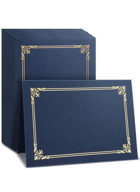 10 Pcs Certificate Holders Diploma Holder for Letter Size 8.3*11.6 Inch Paper Certificates Cardstock, Diploma Cover with Gold Foil Border Certificate Cover Certificate Folder 12 8.6 Inch Navy Blue