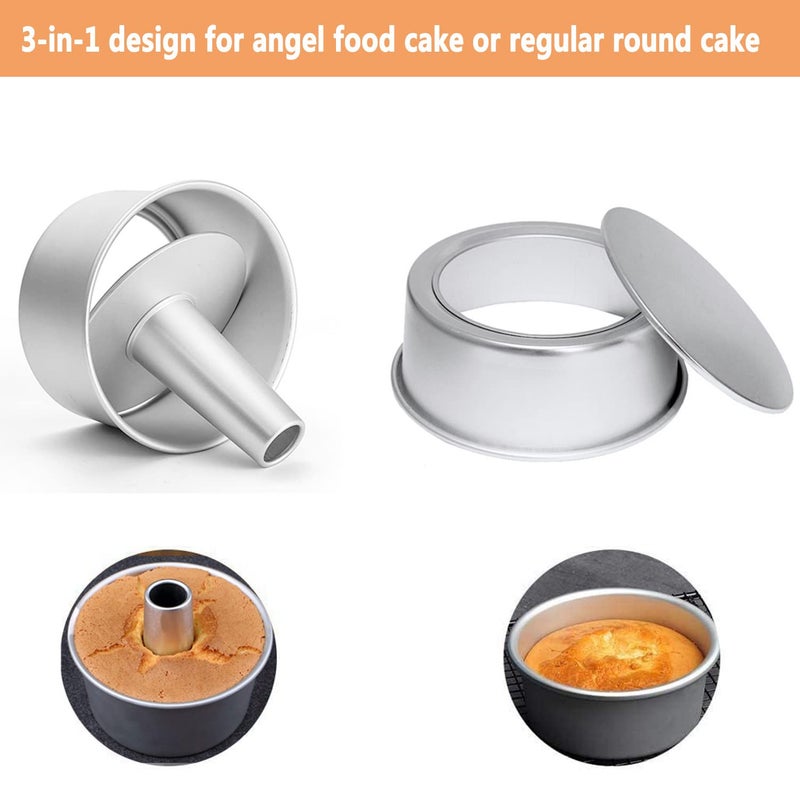 Bezall Angel Food Cake Pan, 8 inch Round Chiffon Cake Mold Aluminum Tube Pan Baking Cake Mould with Removable Bottom - Image 3