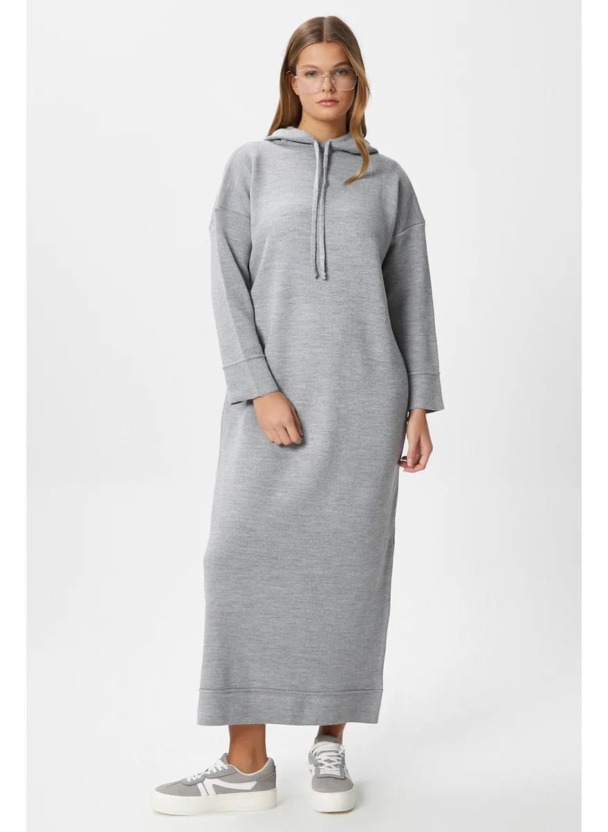 Ritnice Women's Fusion Hooded Gray Long Knit Dress