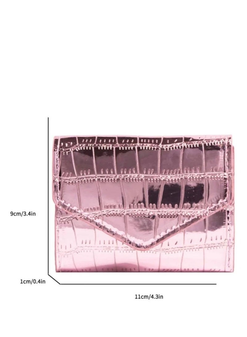 Shein Women's Multicolor Zipper Small Wallet with Metal Crocodile Print, ID Card, Cash and Bank Card Pocket, Fashion and Elegant Design - Image 3