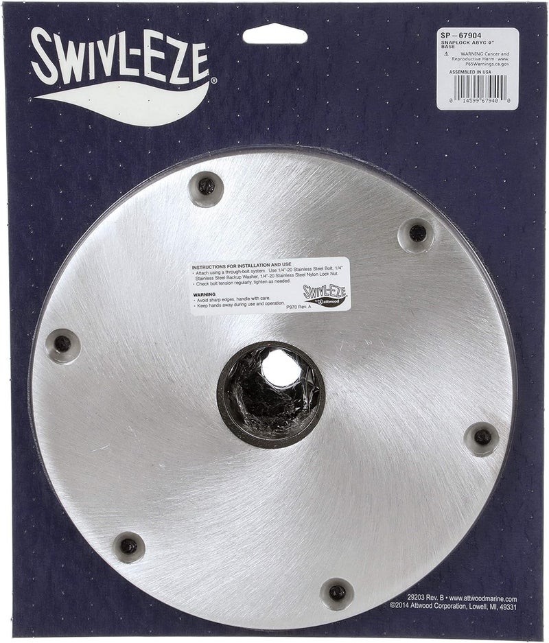 attwood SP-67904 Swivl-Eze Lock'N-Pin Aluminum 1.77 Series Snap-Lock 9-Inch Boat Seat Round Base Plate - Image 4