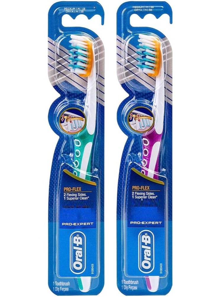 Oral-B - Oral-B Pro Expert  Pro-Flex Medium Manual Toothbrush Multi-Color 2 PC - Image 1