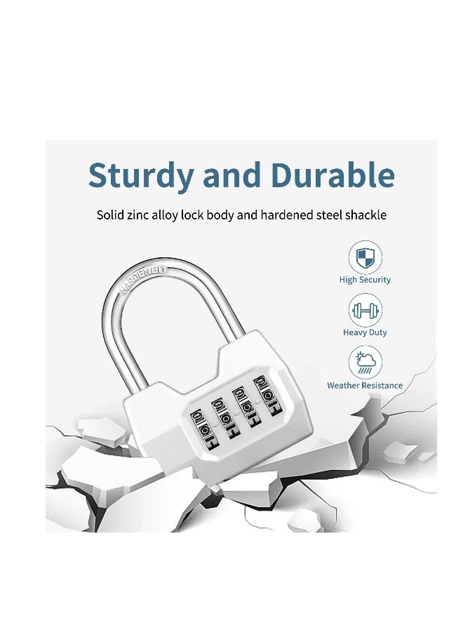 4 Digit Combination Lock Outdoor, Heavy Duty Locker Lock, Combination Lock for Locker, Waterproof Combo Lock for Gym Locker, Hasp Storage, Shed, Fence, Gate, Silver - Image 4