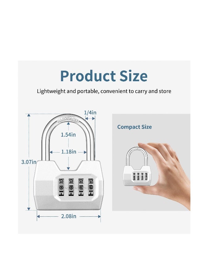4 Digit Combination Lock Outdoor, Heavy Duty Locker Lock, Combination Lock for Locker, Waterproof Combo Lock for Gym Locker, Hasp Storage, Shed, Fence, Gate, Silver - Image 3