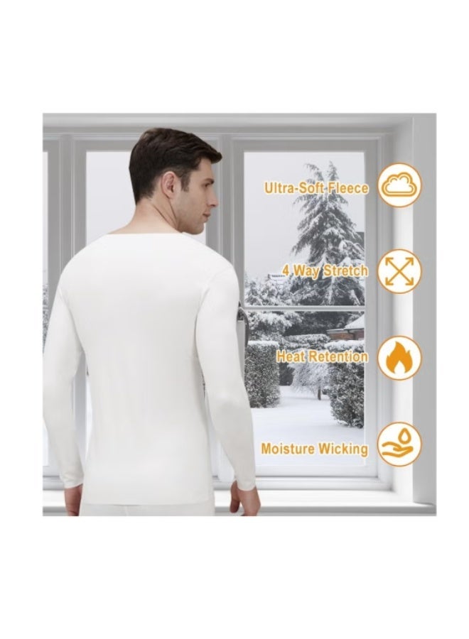 TIKNAL Men’s Thermal Underwear Fleece-Lined Soft Base Layer with Cashmere-Like Feel for Winter White - Image 4