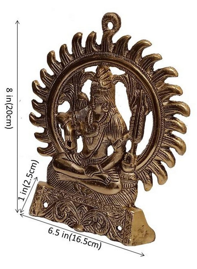 Purpledip Metal Wall Hanging Idol Kiran Shiva: Mahadev Siva Statue With Sun, Gold (12510) - Image 2