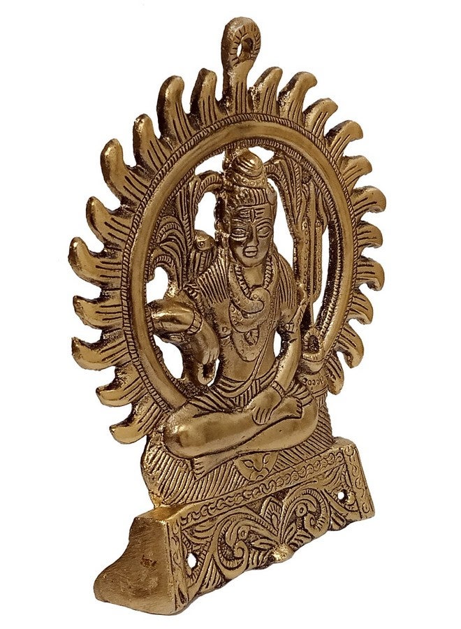 Purpledip Metal Wall Hanging Idol Kiran Shiva: Mahadev Siva Statue With Sun, Gold (12510) - Image 1