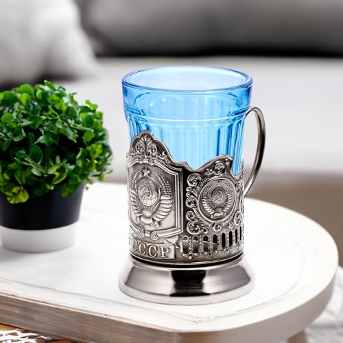 Hengulus Kalchugino Metal Works USSR Coat of Arms Classic Russian Tea Glass Holder/Russian Podstakannik for Hot or Cold Liquids - Image 3