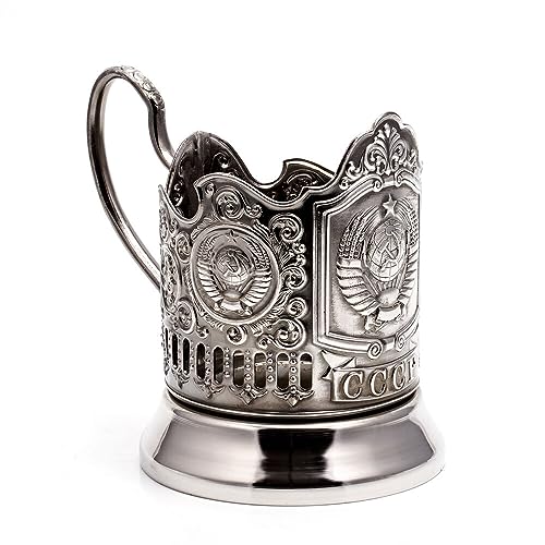 Hengulus Kalchugino Metal Works USSR Coat of Arms Classic Russian Tea Glass Holder/Russian Podstakannik for Hot or Cold Liquids - Image 4