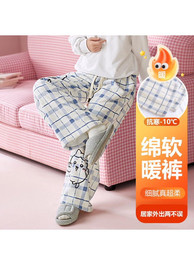 New Girls Milk Velvet Thickeneded Kidsren's Winter Coral Velvet Sweet And Cute Loose Pants Pajamas Cartoon