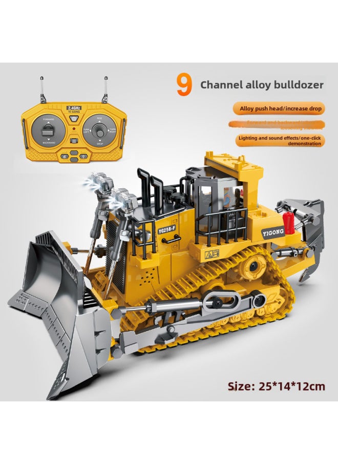 Generic Large Remote Control Excavator Alloy Bulldozer Dump Truck Wireless Simulation Electric Engineering Toys 2.4g-Color:9-way Alloy Bulldozer-Version-Proportion:Three Rechargeable Batteries  - Image 1