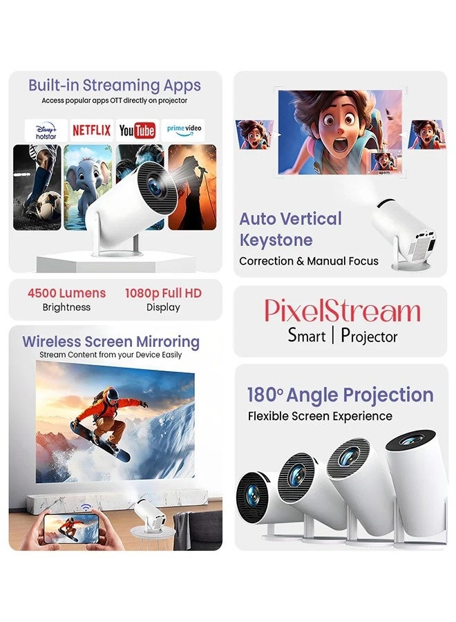آي كروز بروجكتور PixelStream الذكي – دقة 1080p Full HD، سطوع 4500 لومن، أندرويد 12، واي فاي، بلوتوث، HDMI، USB | دعم شاشة حتى 200 بوصة | ضمان لمدة سنة - Image 2