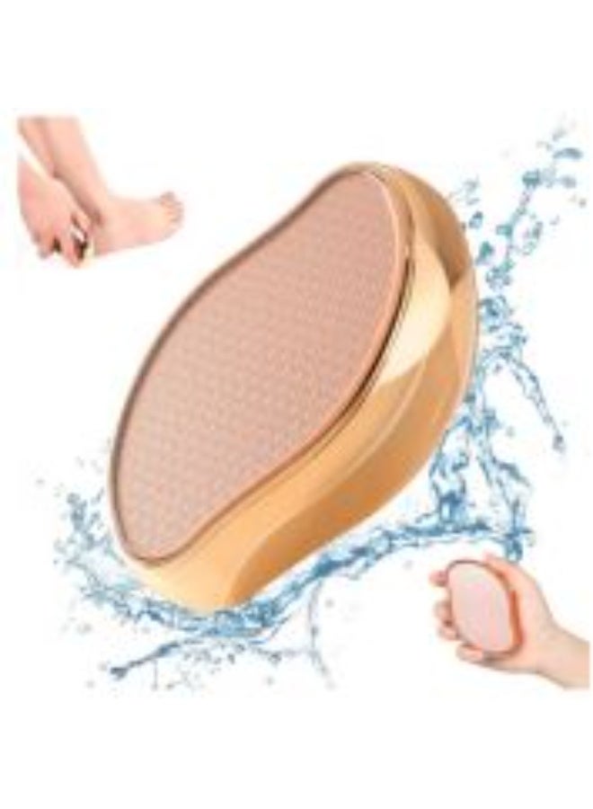 Glass Foot File Callus Remover Crystal Pedicure Foot Scrubber for Travel Use Portable Handheld Sized Foot Scraper for Cracked Heel Shinning Golden - Image 3