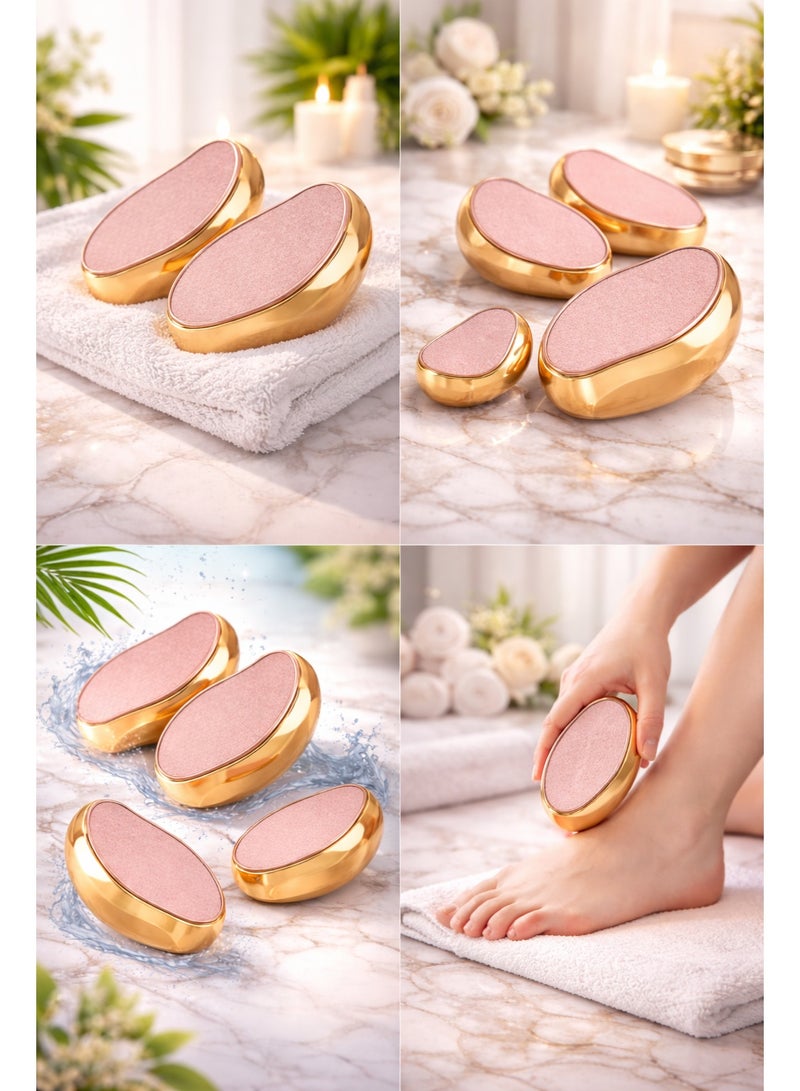 مبرد قدم زجاجي لإزالة الكالو – مبرد باديكير كريستالي للقدم للاستخدام أثناء السفر، محمول بحجم مناسب لليد، لإزالة تشققات الكعب – بلون ذهبي لامع - Image 2