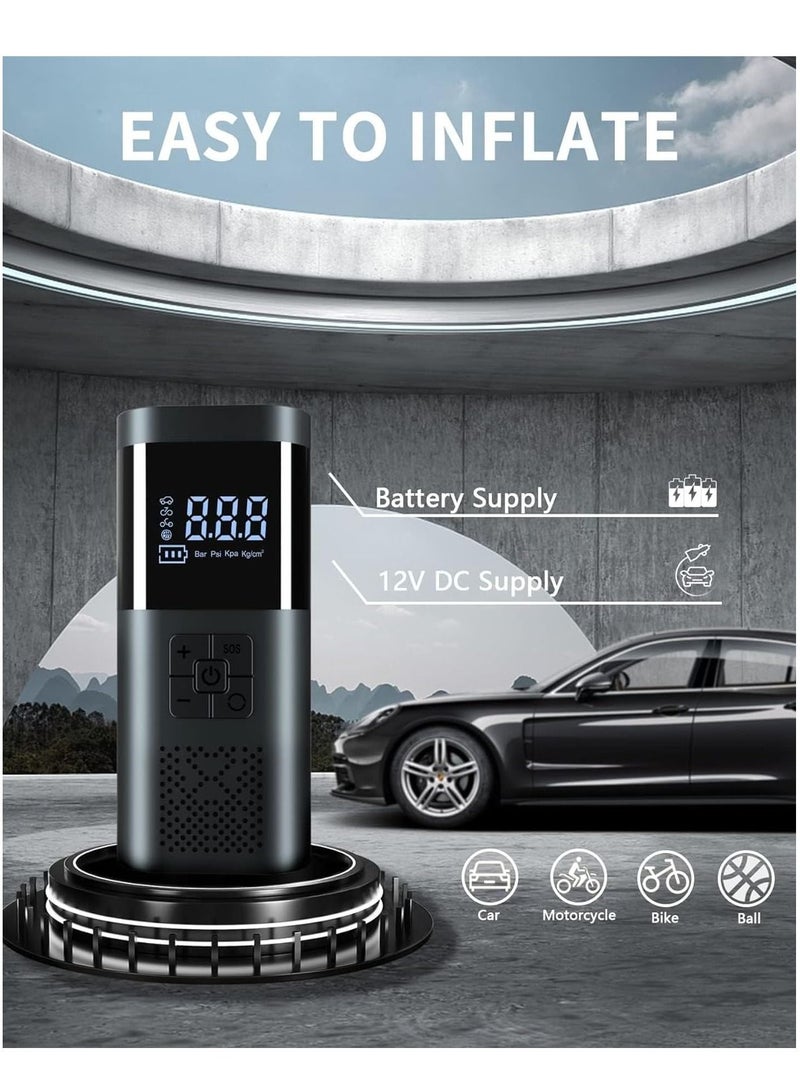 Excefore Tire Inflator Air Compressor, Car Accessories, 150PSI Rechargeable Cordless Tire Inflator with Pressure Gauge, 12V DC Mini Air Pump Auto Shut off, Tire Pump with LED Light for Car Motorcycle Bicycle  - Image 4