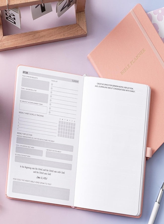 Pinchoco 2026 Planner - Christian Planner 2026 Weekly and Monthly, Jan.2026 - Dec.2026, Bible Journal, 8.37" x 5.75", 2026 Christian Planner with Leather Hardcover, Pen Holder, Pocket - Image 2
