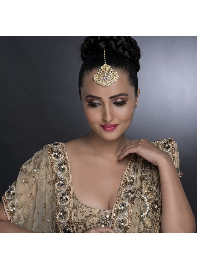 Sukkhi Designer Kundan Gold Plated Pearl Maangtikka for Women (SKR85492), One Size - Image 4