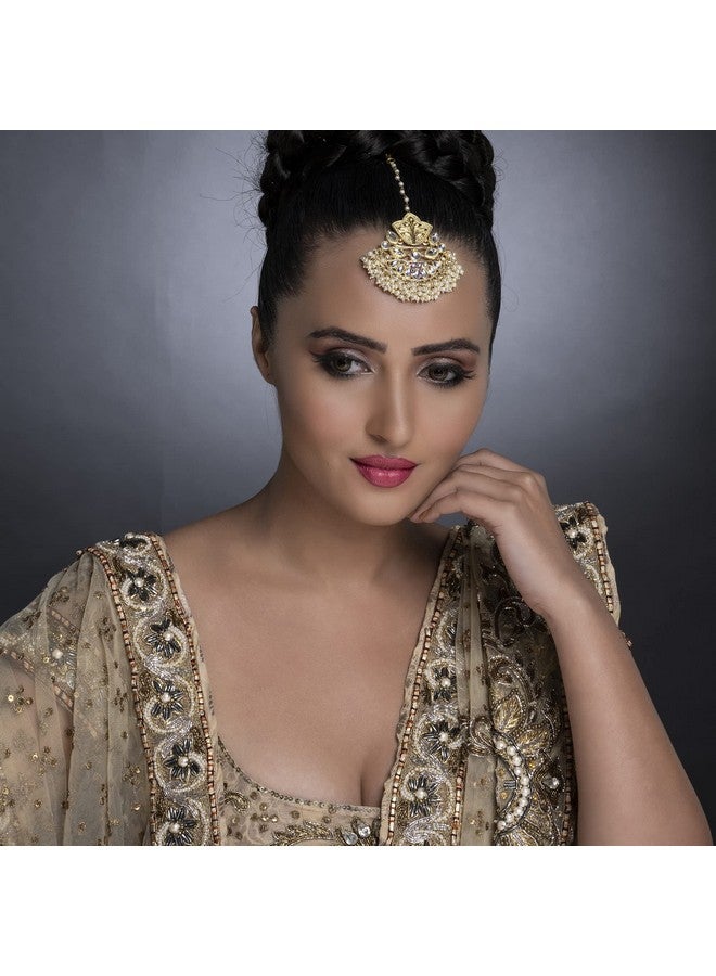 Sukkhi Designer Kundan Gold Plated Pearl Maangtikka for Women (SKR85492), One Size - Image 5