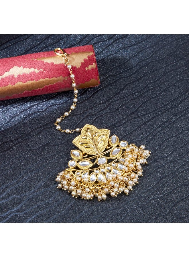 Sukkhi Designer Kundan Gold Plated Pearl Maangtikka for Women (SKR85492), One Size - Image 3