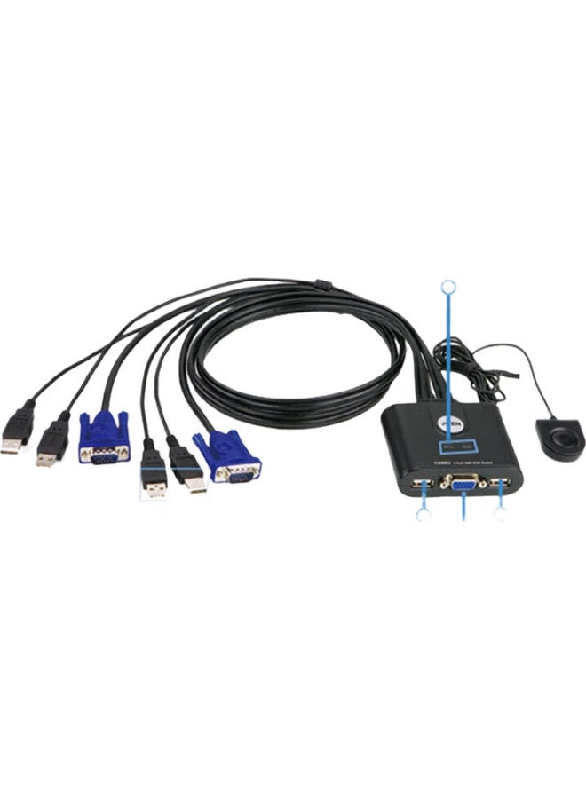 Aten مفتاح كيبورد وفأرة متعدد الكمبيوترات Aten Cs22U مع منفذ VGA2 مخفي، جهاز مشاركة كيبورد وفأرة، موزع 2 في 1 مع أزرار تبديل خارجية للاستخدام الصناعي - Image 1
