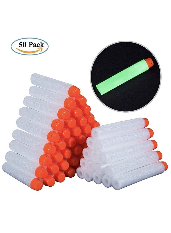 Kidzbell 50PC Hollow Out Soft Foam Refill Darts for N-Strike Elite Series Blasters(White, Glow in The Dark) - Image 1