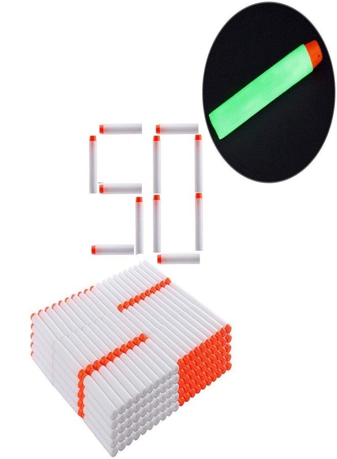Kidzbell 50PC Hollow Out Soft Foam Refill Darts for N-Strike Elite Series Blasters(White, Glow in The Dark) - Image 2