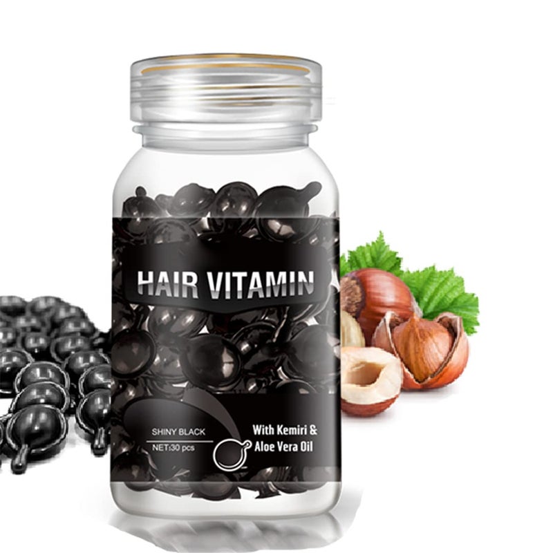 GOWWIM Hair Vitamin Serum Capsule Argan Macadamia Avocado Complex Treatment Smooth Silky Hair Repair Mask for Growth with Treatment Serum 30 PCS