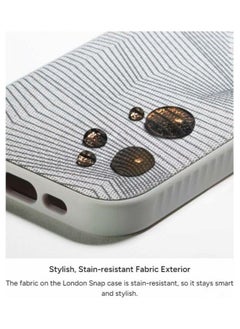 ZAGG London Snap iPhone 15 Pro Protective Cell Phone Durable Graphene Case, MagSafe Compatible Case with Stylish Fabric Exterior Slim and Lightweight - Gray Geo  - Image 3