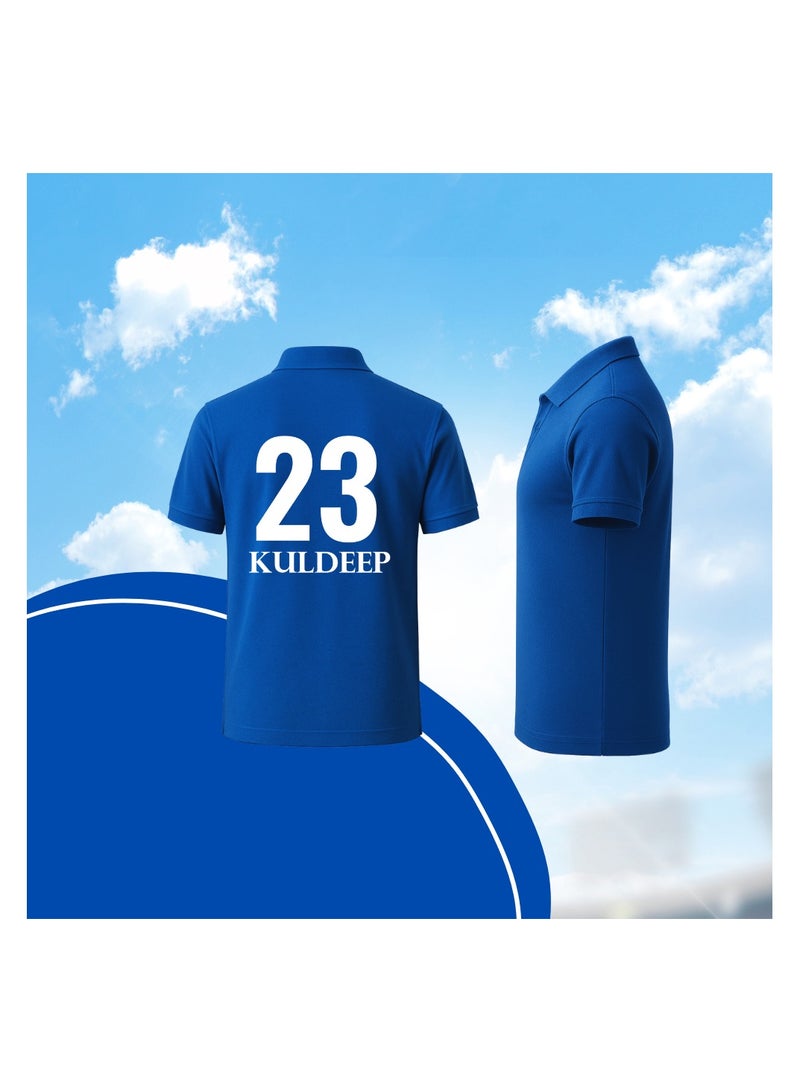 Delhi Capitals Cricket Men's Dry-Fit Polo Neck T-Shirt|DC Tshirt With Cap|Soft&Breathable Sportswear For Cricket Lovers|Wear It For Games