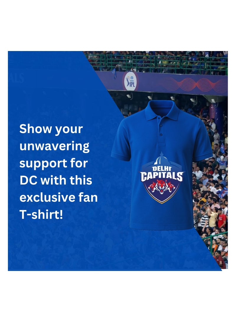 Delhi Capitals Cricket Men's Dry-Fit Polo Neck T-Shirt|DC Tshirt With Cap|Soft&Breathable Sportswear For Cricket Lovers|Wear It For Games
