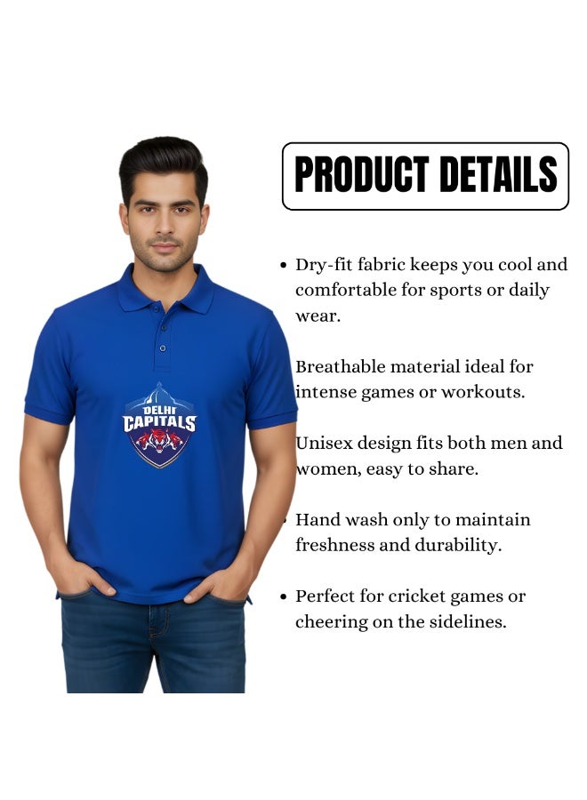 PRINTSHOP4ME Delhi Capitals Cricket Men's Dry-Fit Polo Neck T-Shirt|DC Tshirt With Cap|Soft&Breathable Sportswear For Cricket Lovers|Wear It For Games - Image 4