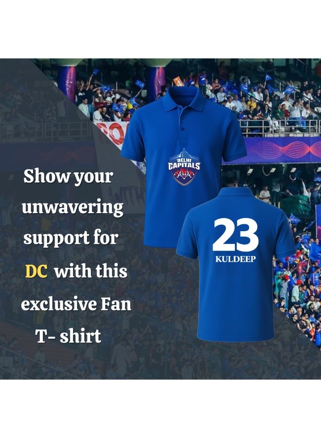 PRINTSHOP4ME Delhi Capitals Cricket Men's Dry-Fit Polo Neck T-Shirt|DC Tshirt With Cap|Soft&Breathable Sportswear For Cricket Lovers|Wear It For Games - Image 5