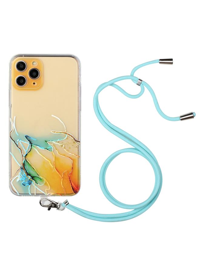 The Bros Phone Case For iPhone 11 Pro Hollow Marble Pattern TPU Shockproof Protective Phone Case with Neck Strap Rope  - Image 1