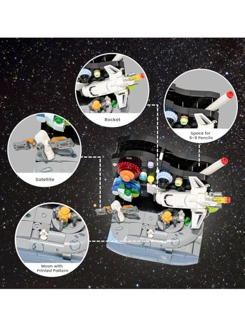 KASTWAVE 332 PCS Infinite Universe Building Set Pencil Holder with Satellite Rockets Space Astronaut, Rockets Building Kit, Great STEM Toy DIY Enrollment/Birthday Gift for Kids Ages 6+ & Adults  - Image 4