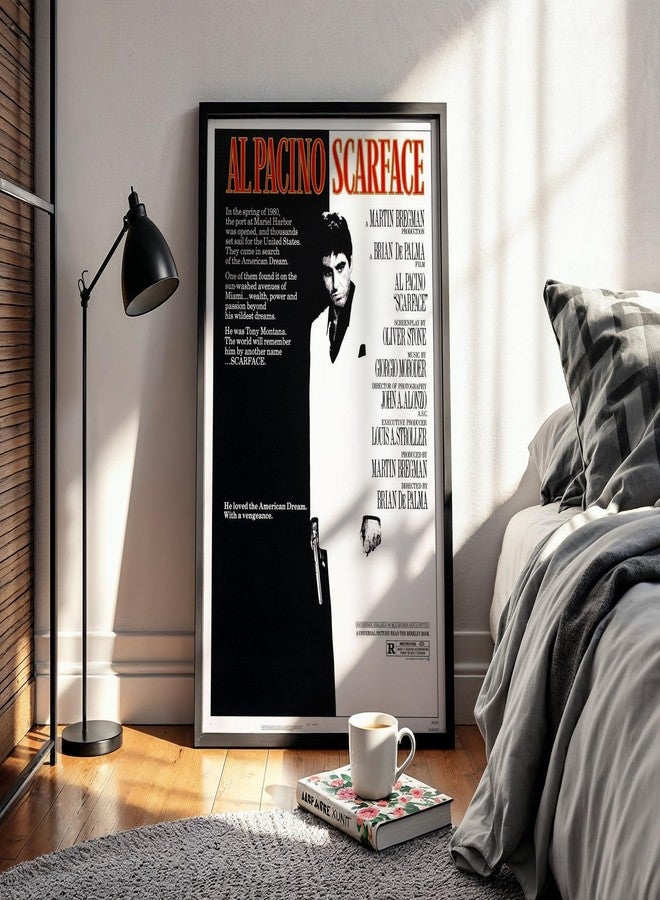 Waltractive ملصق فيلم Scarface المؤطر الجذاب - آل باتشينو توني مونتانا - متوفر بمقاسين: 33×22 و 48×33 سم - لوحة فنية كلاسيكية مؤطرة لمحبي السينما - Image 1