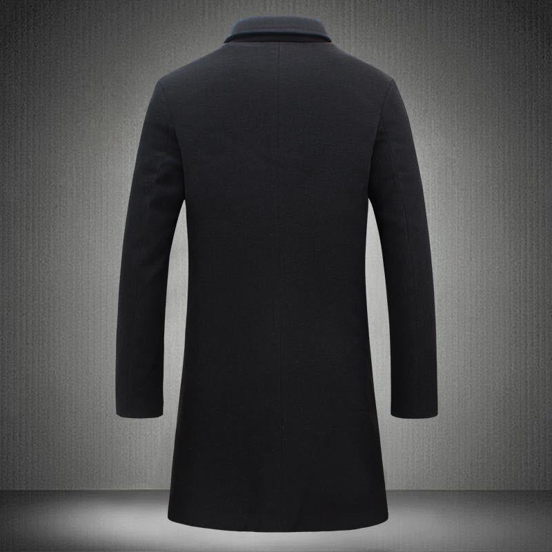2023 AliExpress foreign trade Men''s long solid color single-breasted windbreaker Europe and the United States large size casual woolen coat wholesale - Image 2