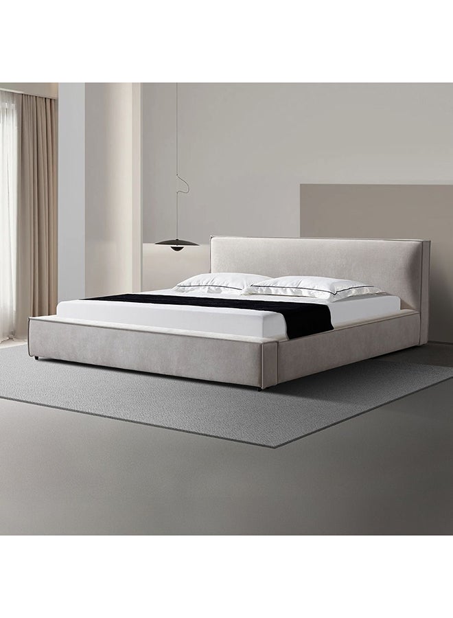 DANUBE HOME Delano 180X200 King Bed Sturdy Modern Design Wooden Double Bed Frame Furniture Quiet & Comfortable Beds L 234x198x87 cm  Grey - Image 1