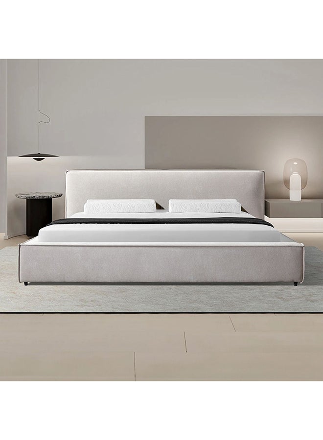 DANUBE HOME Delano 180X200 King Bed Sturdy Modern Design Wooden Double Bed Frame Furniture Quiet & Comfortable Beds L 234x198x87 cm  Grey - Image 2
