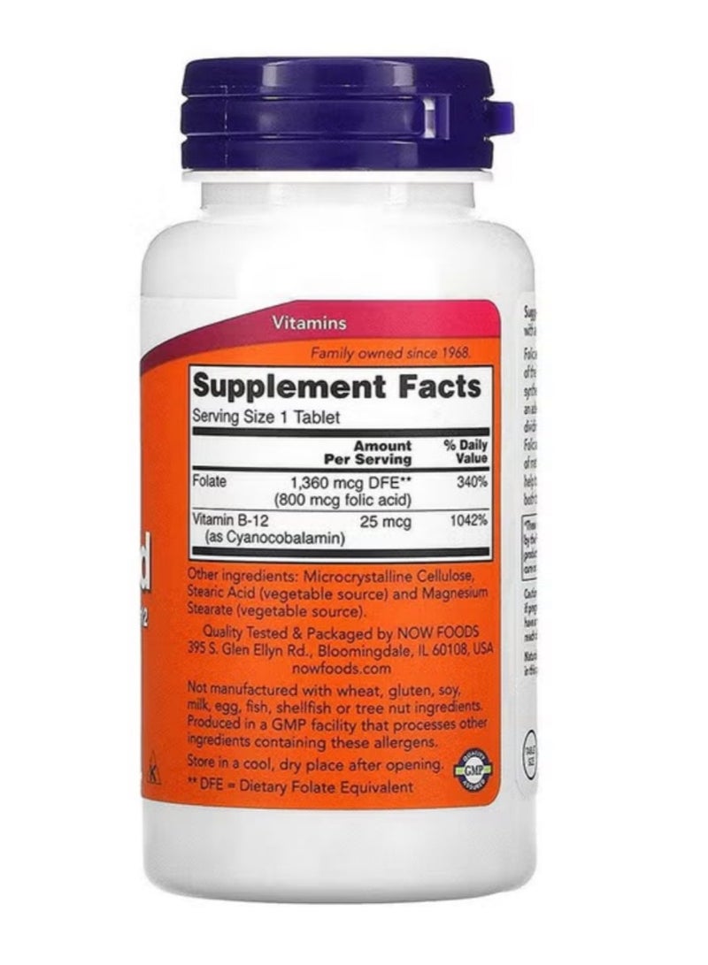 Now Folic Acid 800mcg 250 Tablets - Image 2
