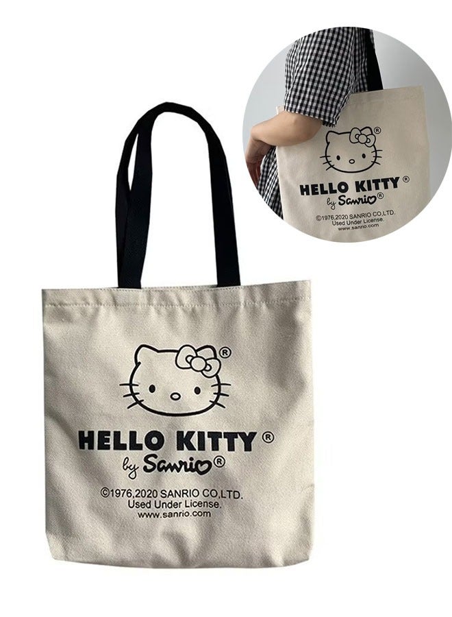 Cartoon Hello Kitty One Shoulder Canvas Bag Large Shopping Bag Travel Bag Versatile Bag - Image 1