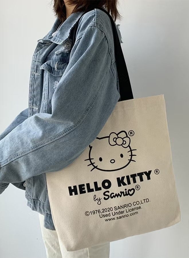 Cartoon Hello Kitty One Shoulder Canvas Bag Large Shopping Bag Travel Bag Versatile Bag - Image 2
