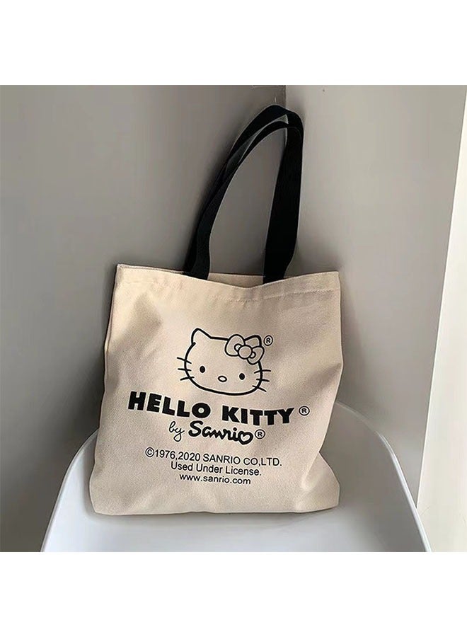 Cartoon Hello Kitty One Shoulder Canvas Bag Large Shopping Bag Travel Bag Versatile Bag - Image 5