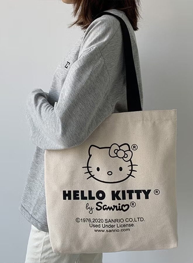 Cartoon Hello Kitty One Shoulder Canvas Bag Large Shopping Bag Travel Bag Versatile Bag - Image 4