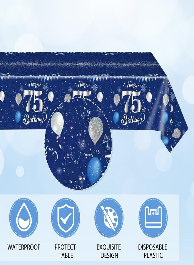 SNIMICS 41Pcs 75th Birthday Plates and Napkins Blue Silver 75th Birthday Decorations Disposable Tableware Set 1951 Birthday Dessert Plates and Napkins Party Supplies for Men women,Serve 20 - Image 5