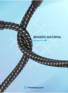 Powerology MFI Braided Type-C to Lightning Cable 30CM - Black  - Image 4